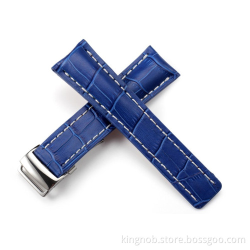 Watch Leather Band for Breitling Luxury Royalblue Watch Strap Watch Belt Watch Bracelet With Deployment Buckle